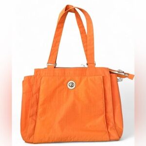 BAGGALLINI orange tote & travel bag. Expandable sides, luggage pass through